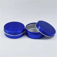Caja de aluminio con tapa para dulces, impresión personalizada, color azul brillante, tamaño 68 x 35, 80 ml